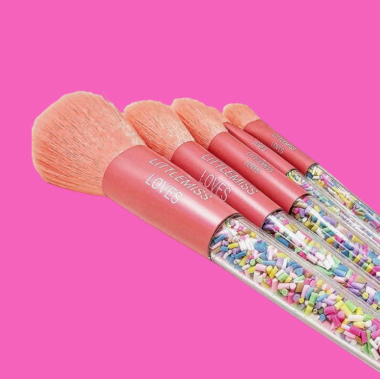 Little Miss Loves - 5 Brush Set with Glitter Storage Bag