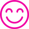 A smiley face icon in bright pink